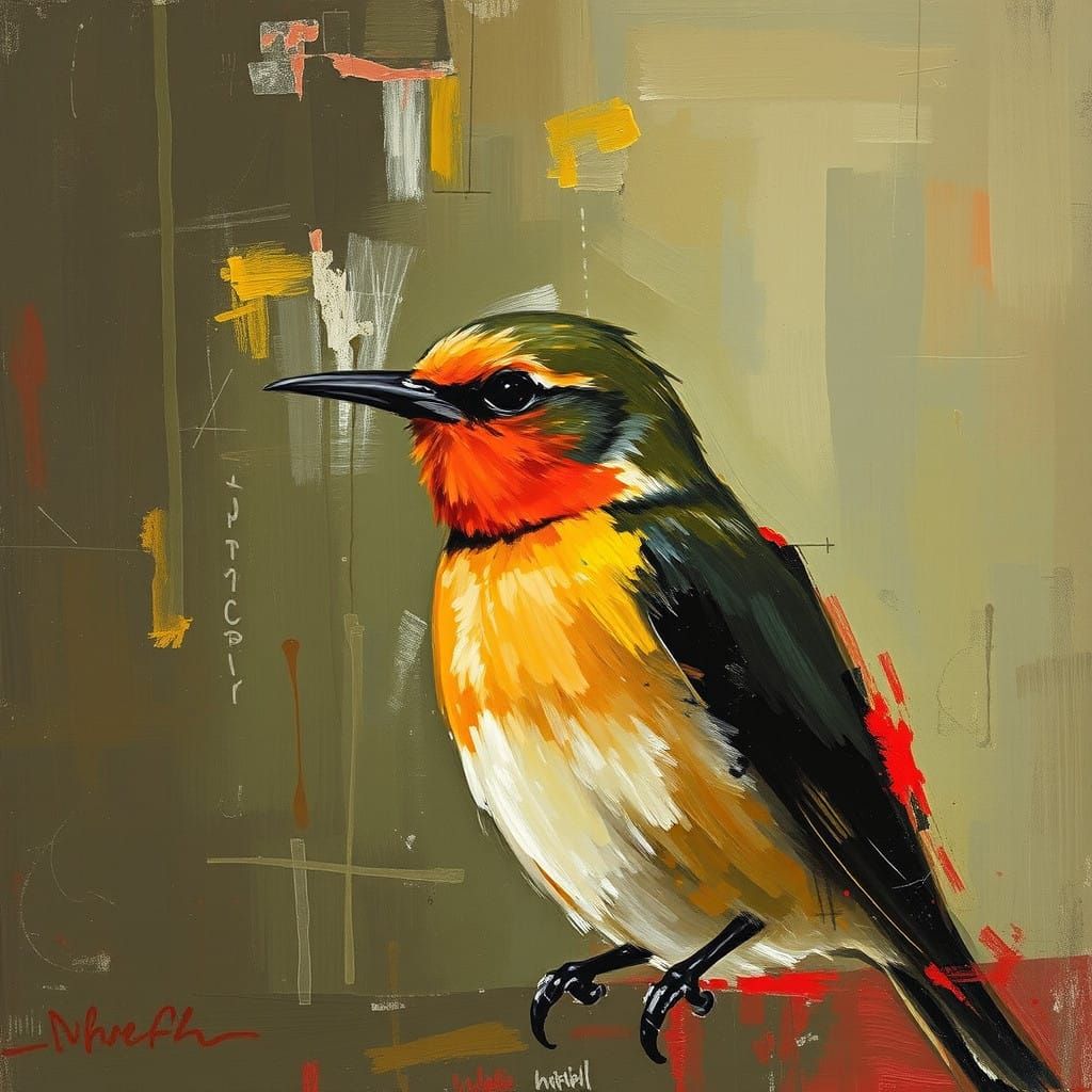 Abstract Expressionist Boxer in Muted Palette