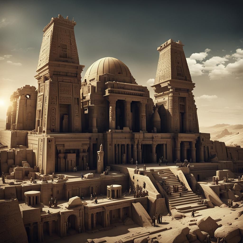 Steampunk Egyptian Necropolis in Cinematic Vista