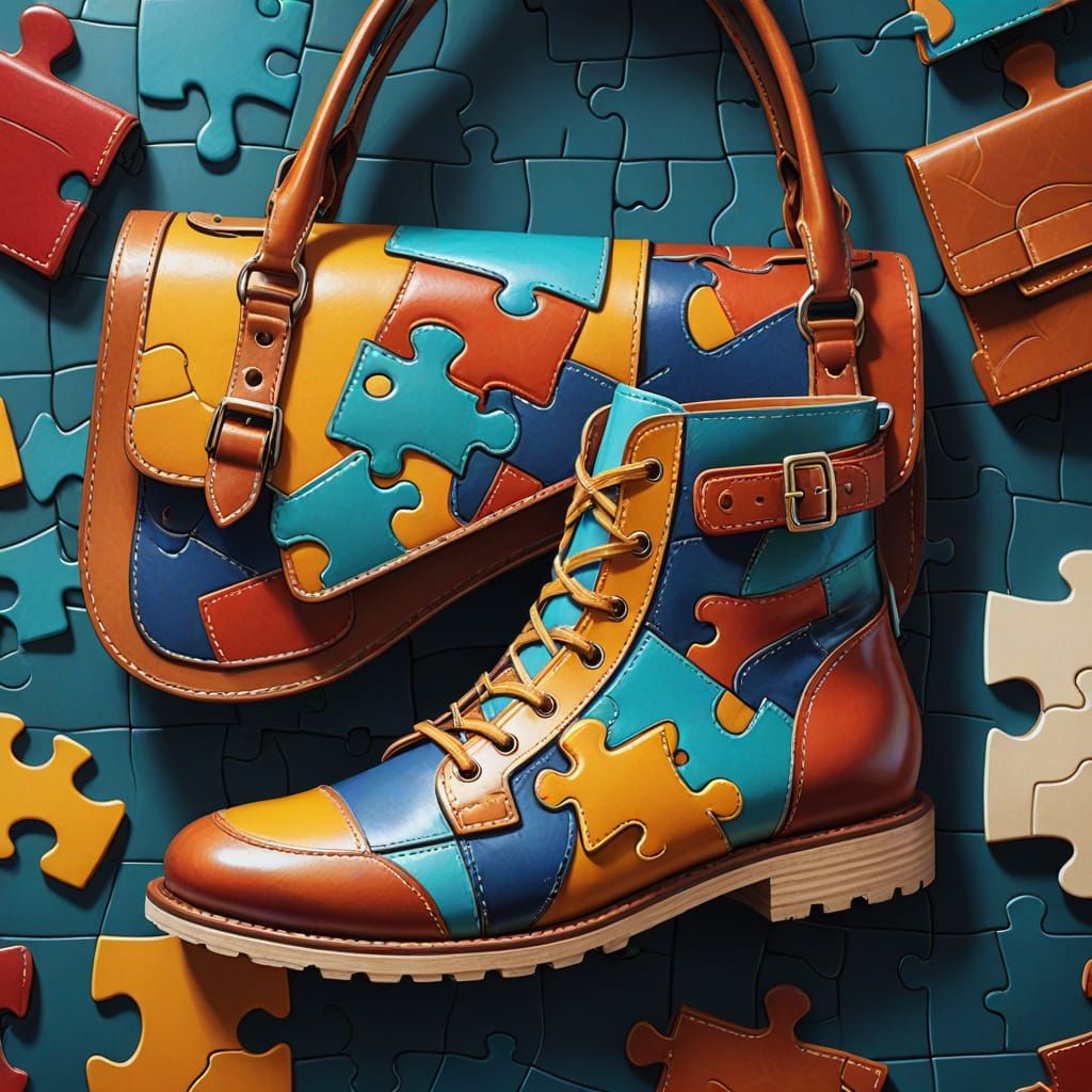 Concept Art: Connected Shoe and Bag Puzzle Pieces