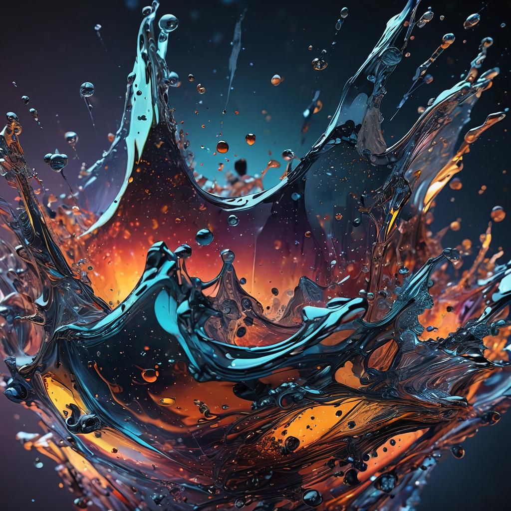 Glass Reflecting Dazzling Night Sky in Hyperrealistic Splash...