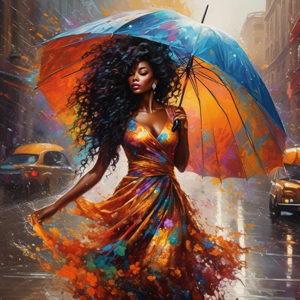 Dancing in the Rain: Hyper-Realistic Artsy Portrait