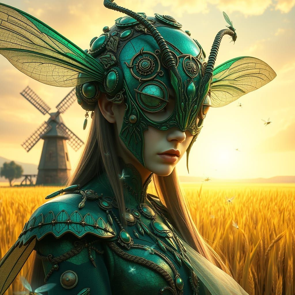 Surreal Fantasy Portrait of a Mysterious Woman in Iridescent...