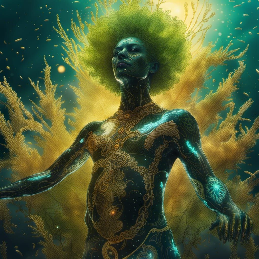 Galbanum Plant Radiance in Cosmic Gold Universe