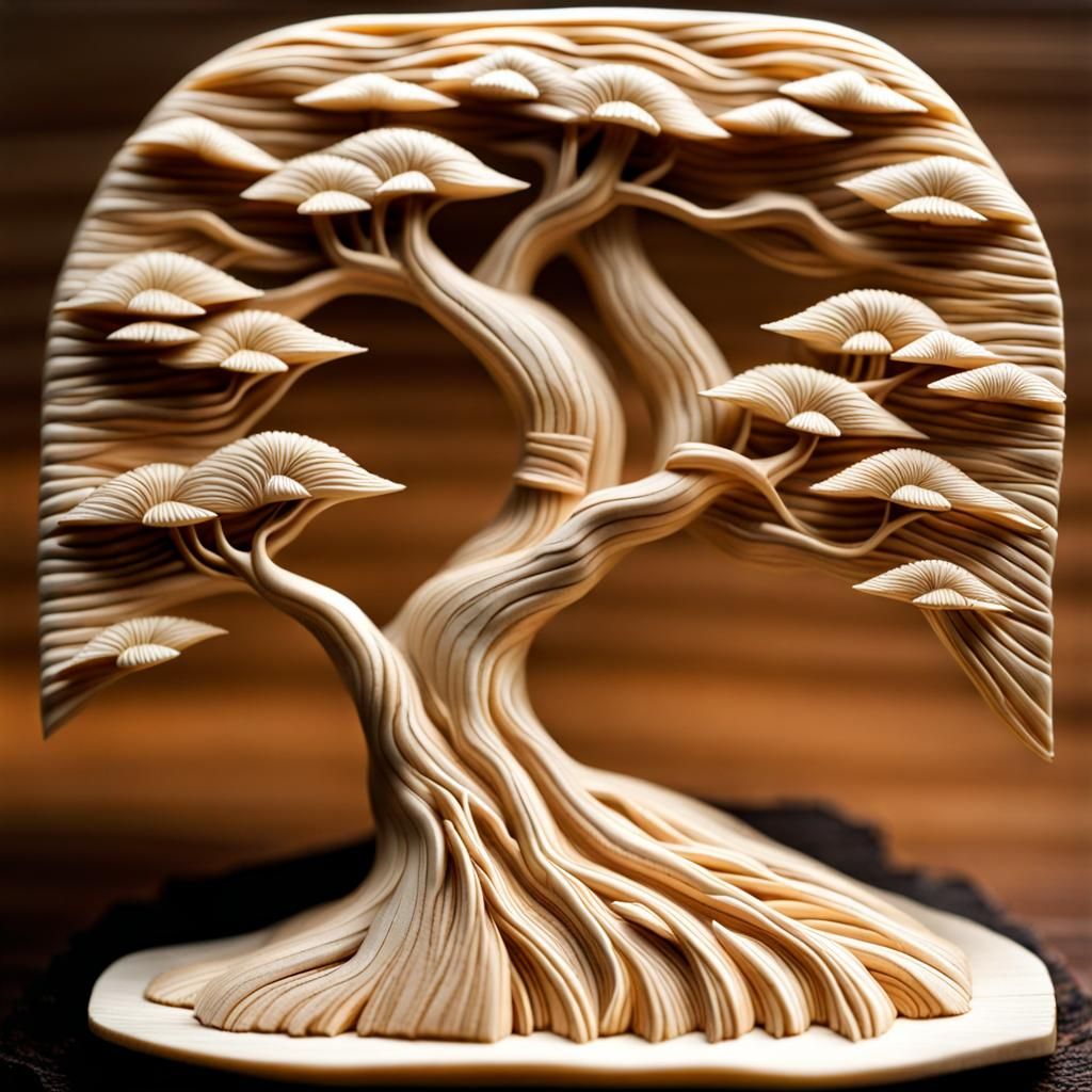 Miniature Bonsai Tree Carved on Rice Grain