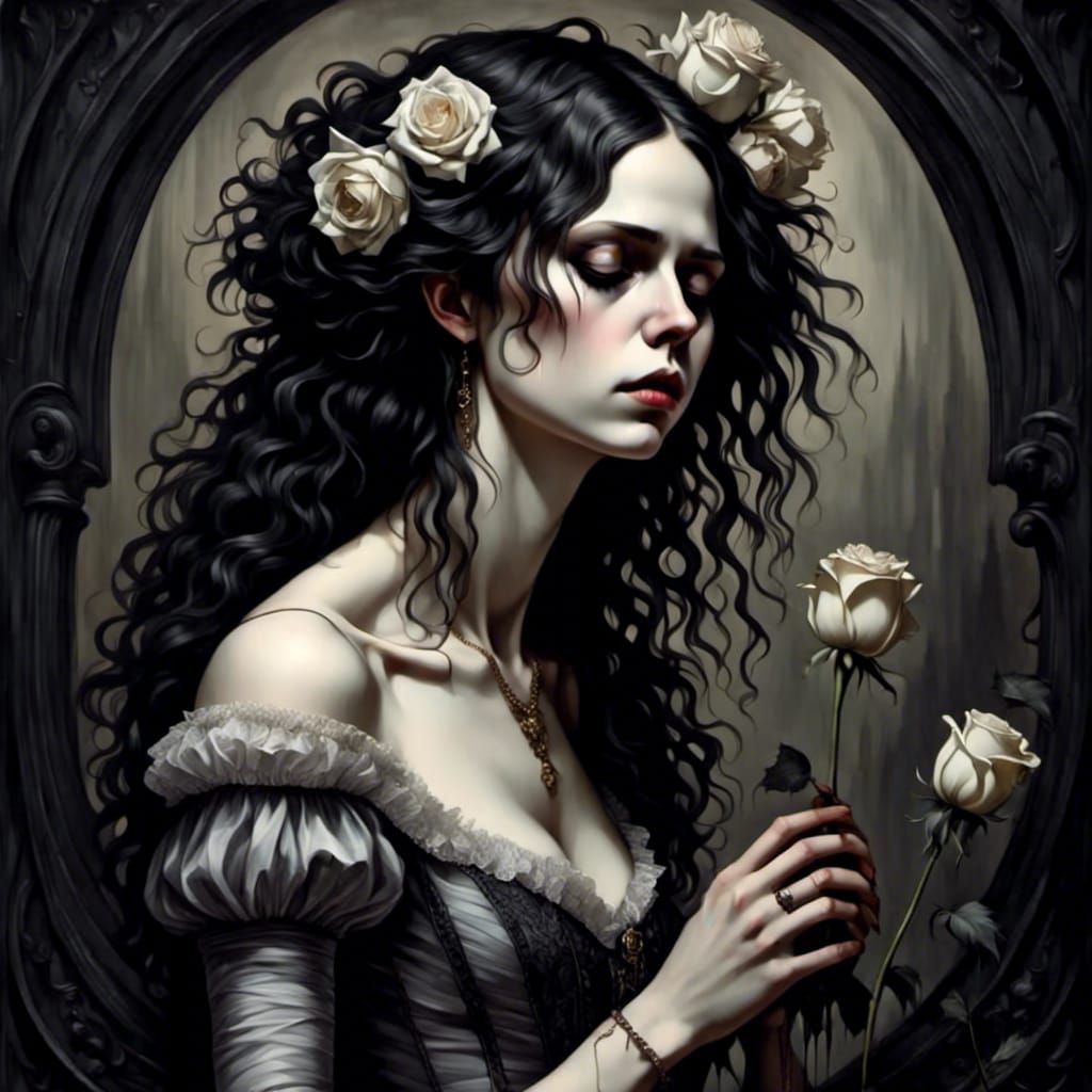 Melancholy Girl Crying: Digital Portrait