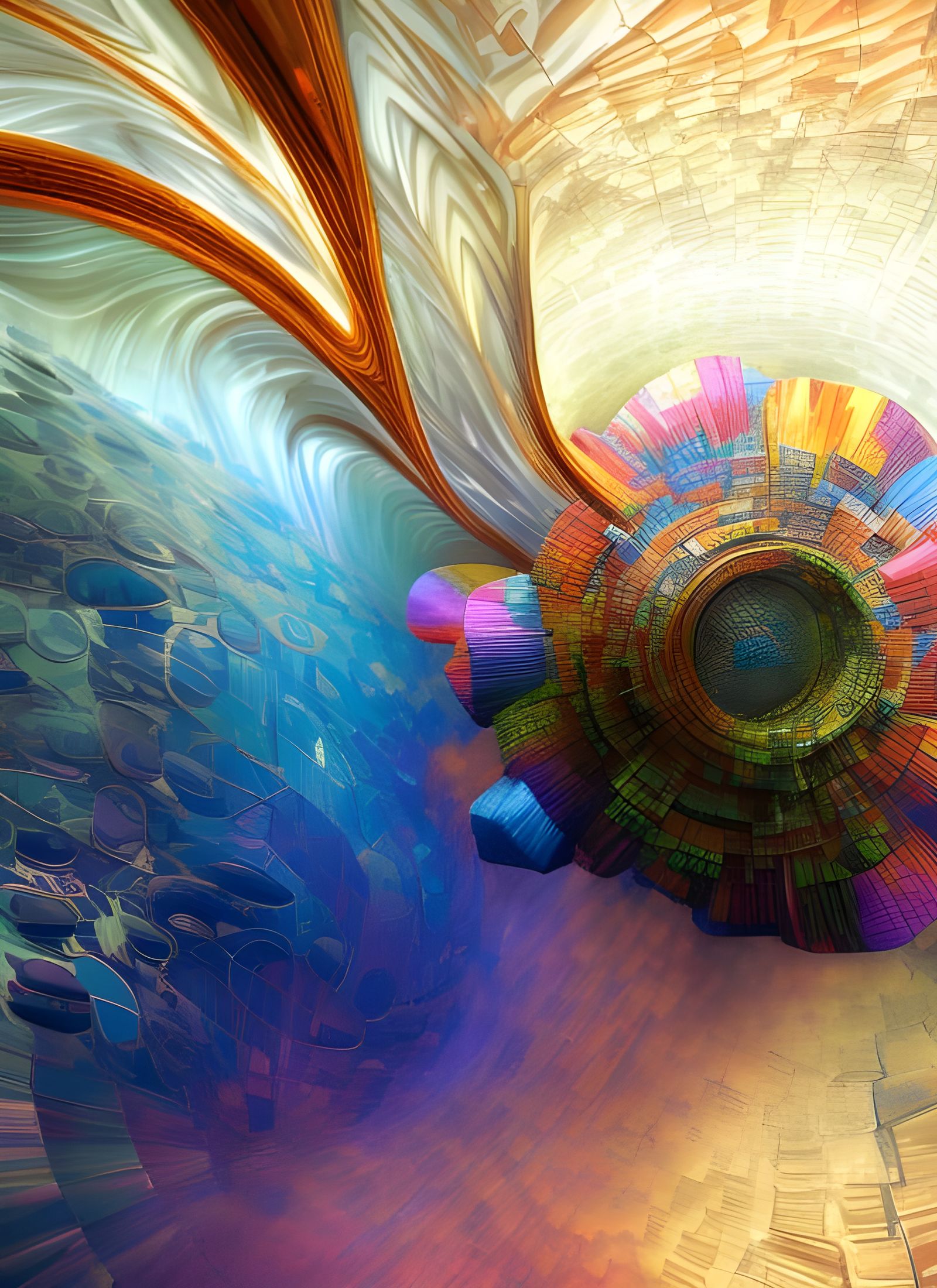 Intricate Geometric Abstract in Polychromatic Cycles