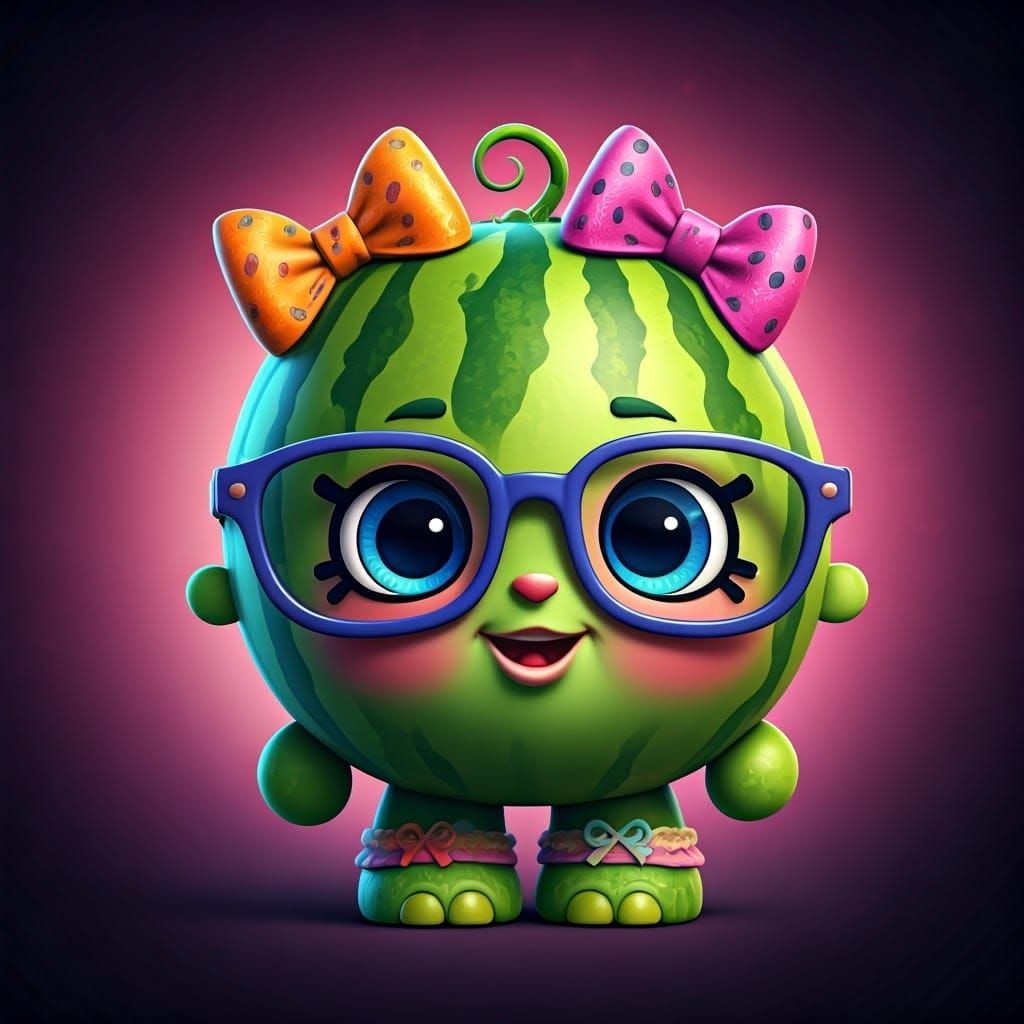 Watermelon Shopkin Toy in Vibrant 3D Environment