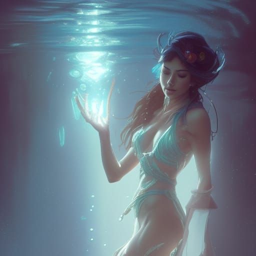 Water Embodiment: Hyperdetailed Art Nouveau Concept