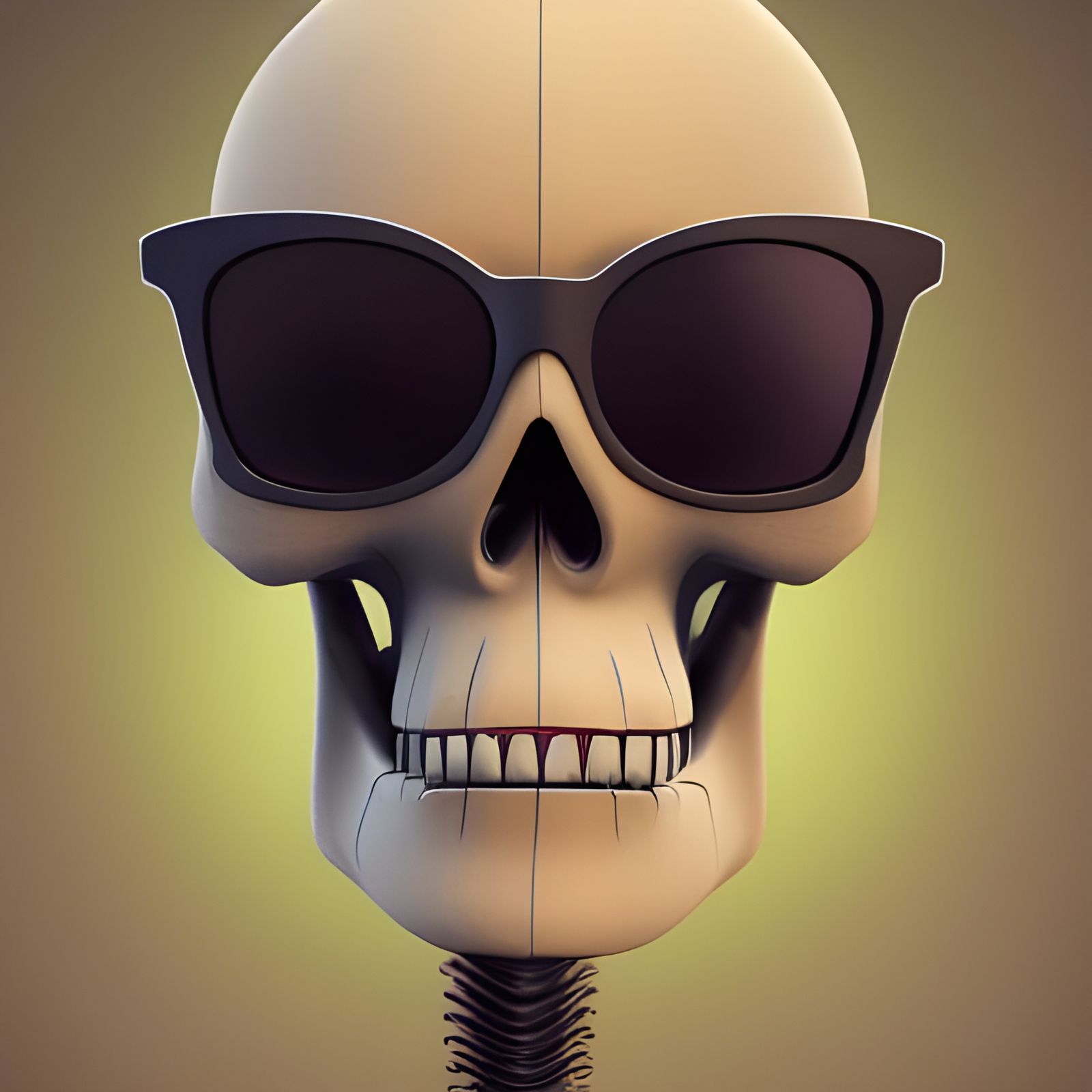 Skeleton Headshot with Sunglasses in 3D Digital Art