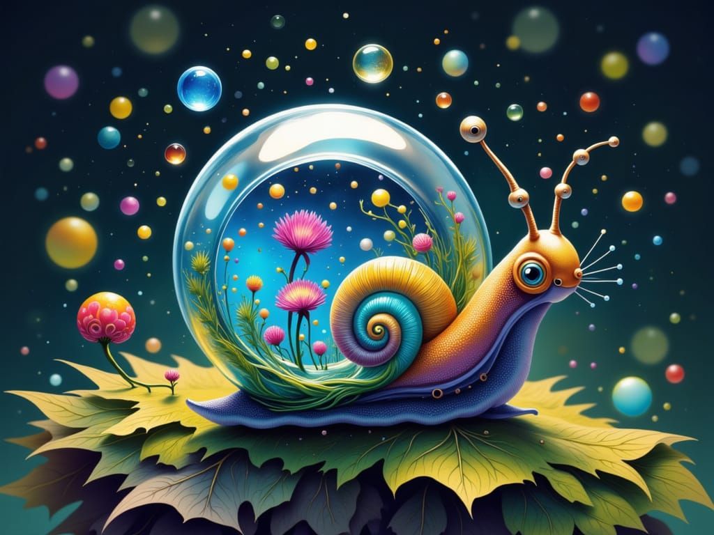 Bioluminescent Snail in Glass Terrarium Shell