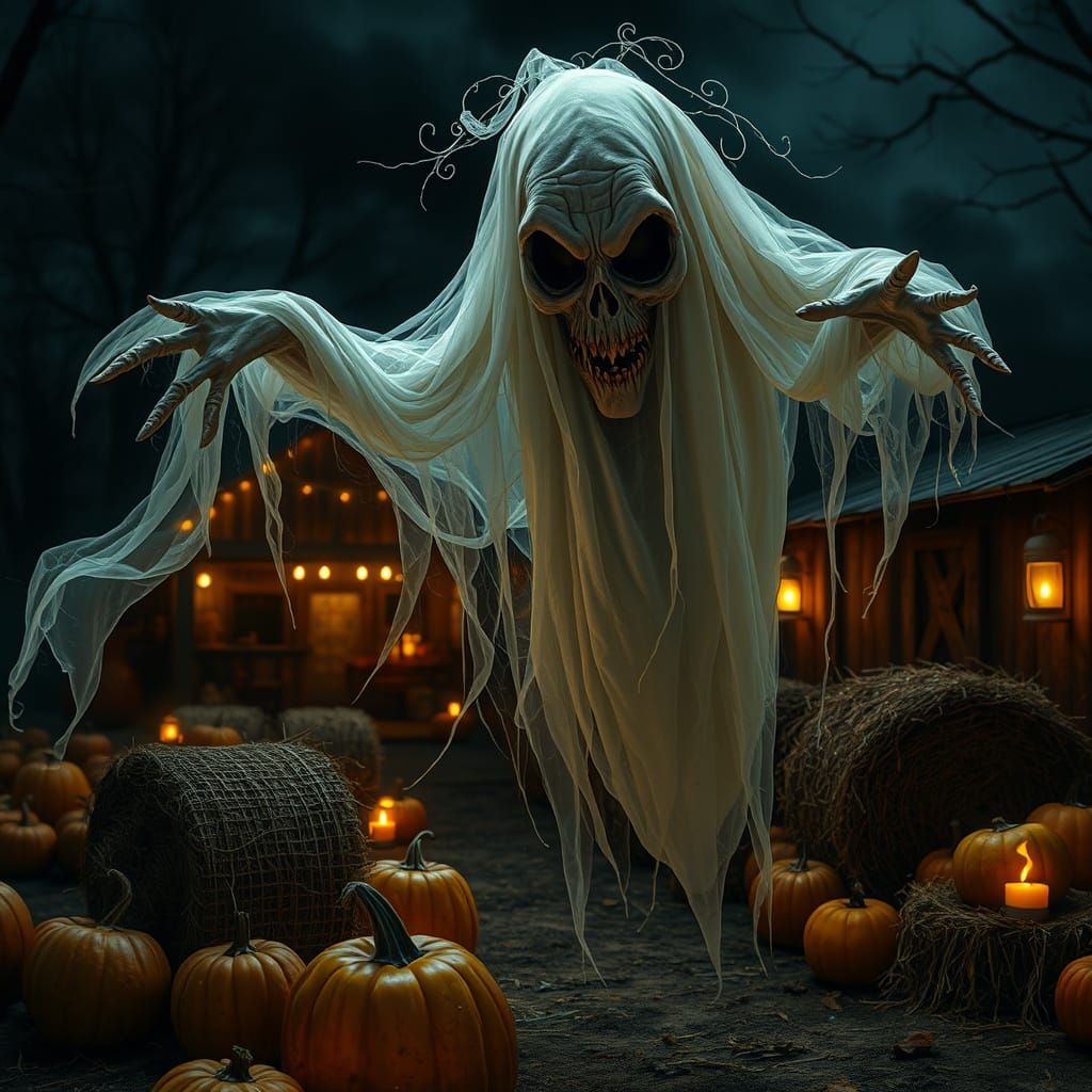Creepy Comical Ghost at Harvest Festival