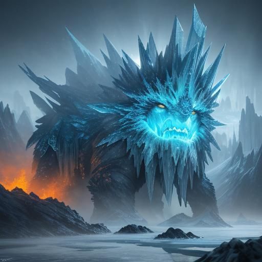 Icy Creature with Glowing Markings, Matte Painting