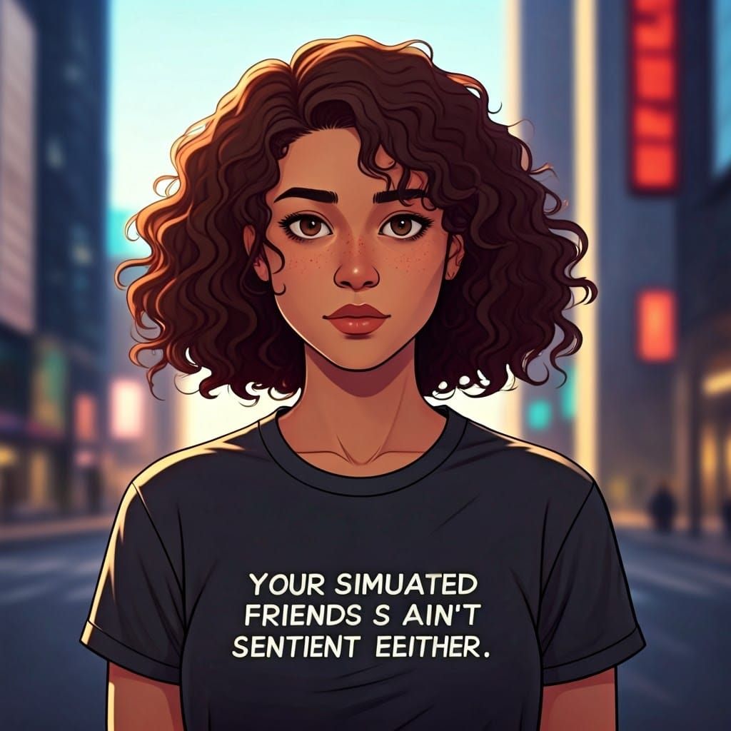 Stylish Biracial Woman in Urban Digital Art