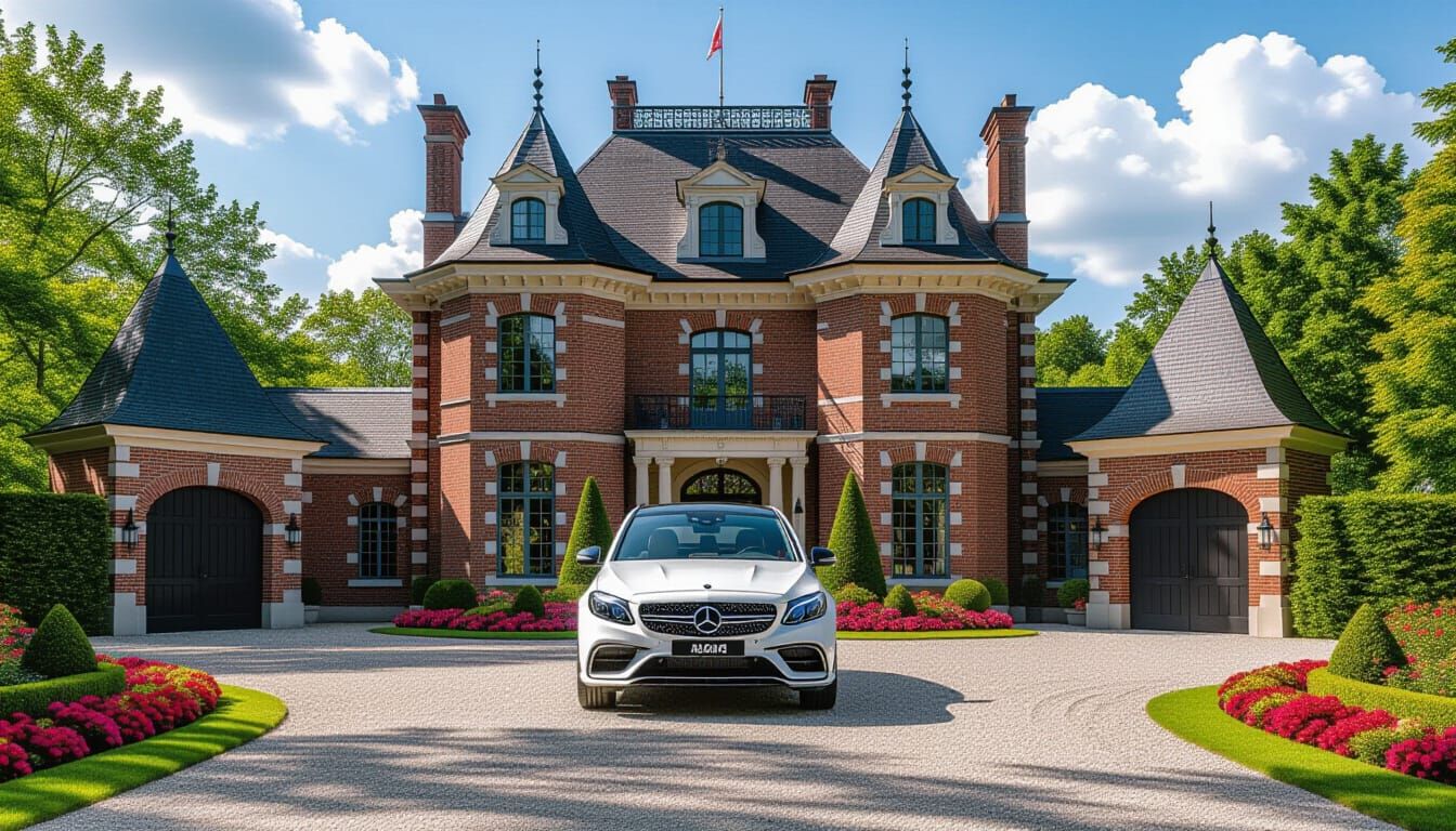 Victorian Chateau with Mercedes-Benz in Monet Style