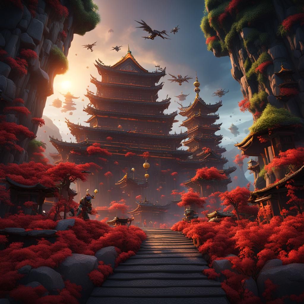 Detailed Ninjago Spinjustu Matte Painting in Deep Color
