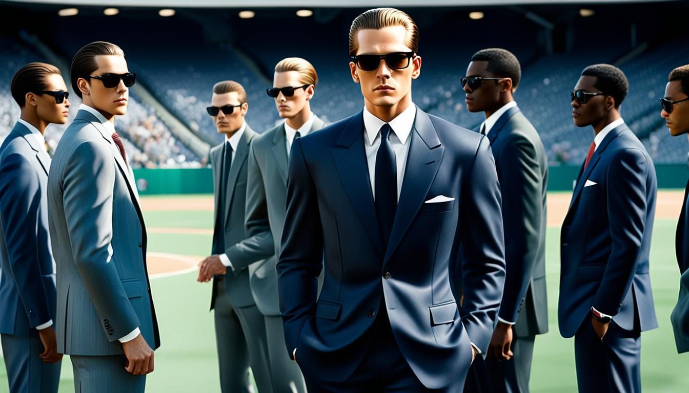 Young Man and Team at Sporting Event