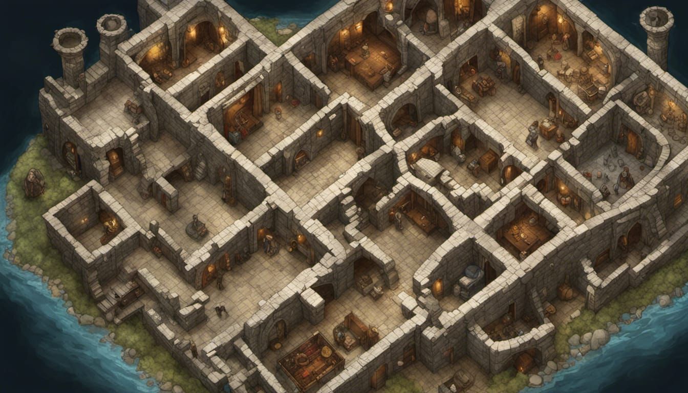 Detailed Dungeon Map for Dungeons and Dragons