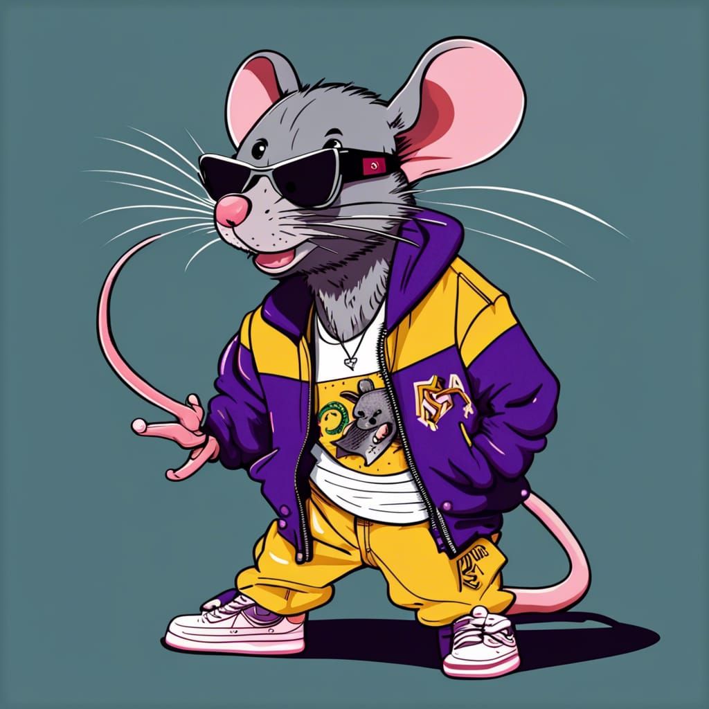 Rat in 90s Hip Hop Style
