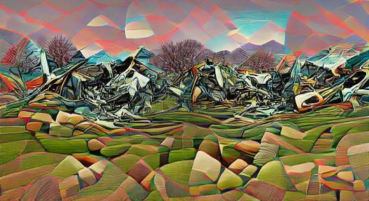Landscape in Auto-Destructive Art Style