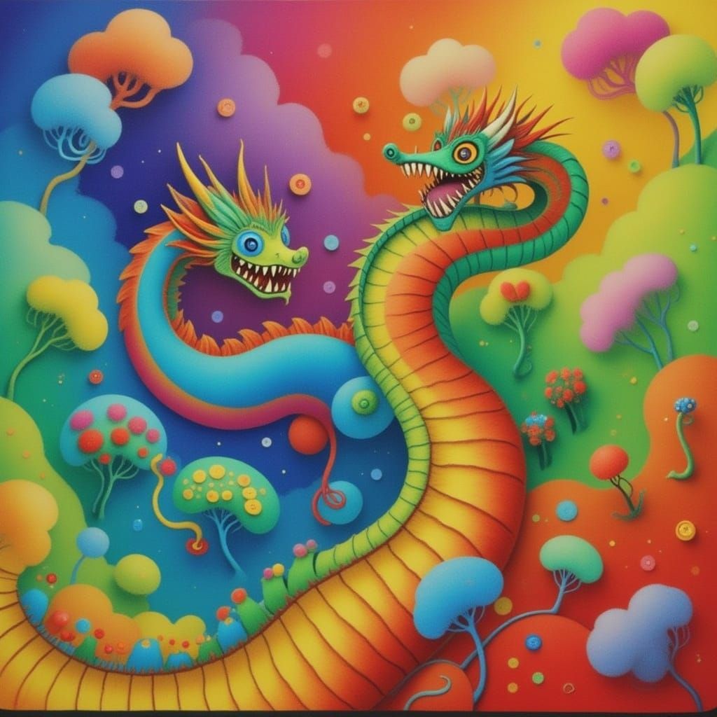 Dreamy Chinese Dragon Amidst Lush Meadows