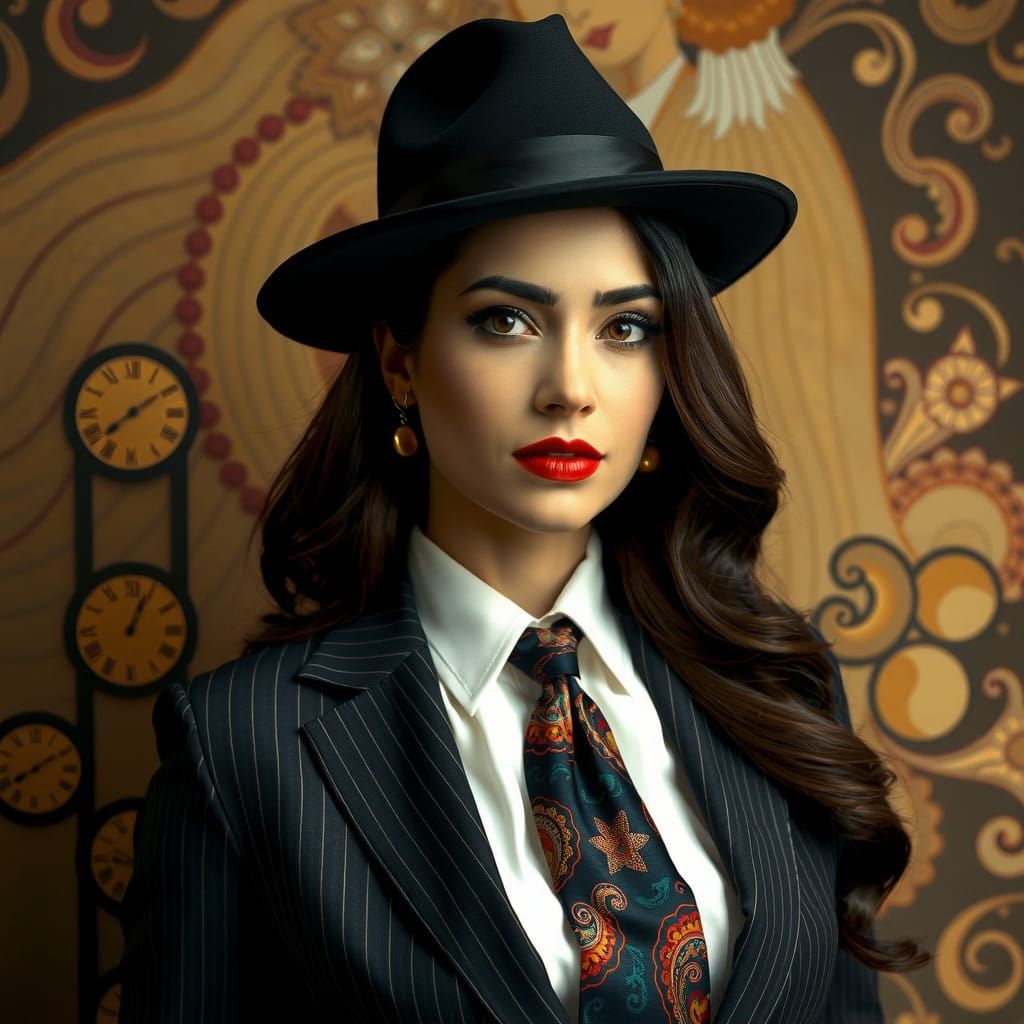 Luxurious Businesswoman in Elegant Art Deco Style
