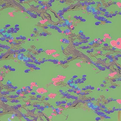 Dreamy Brocade Landscape in Vibrant Colors