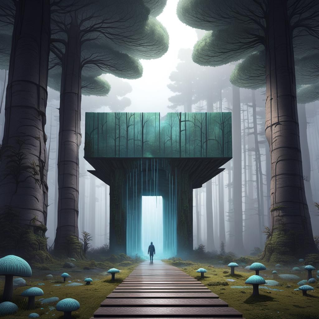 Mystical Woodland Creature in Dreamlike 3D Landscape