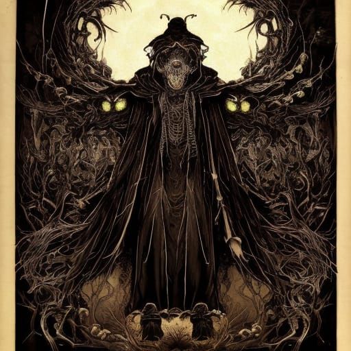 Necromantic Wasp Cult Sorcerer in Dark Fantasy Style