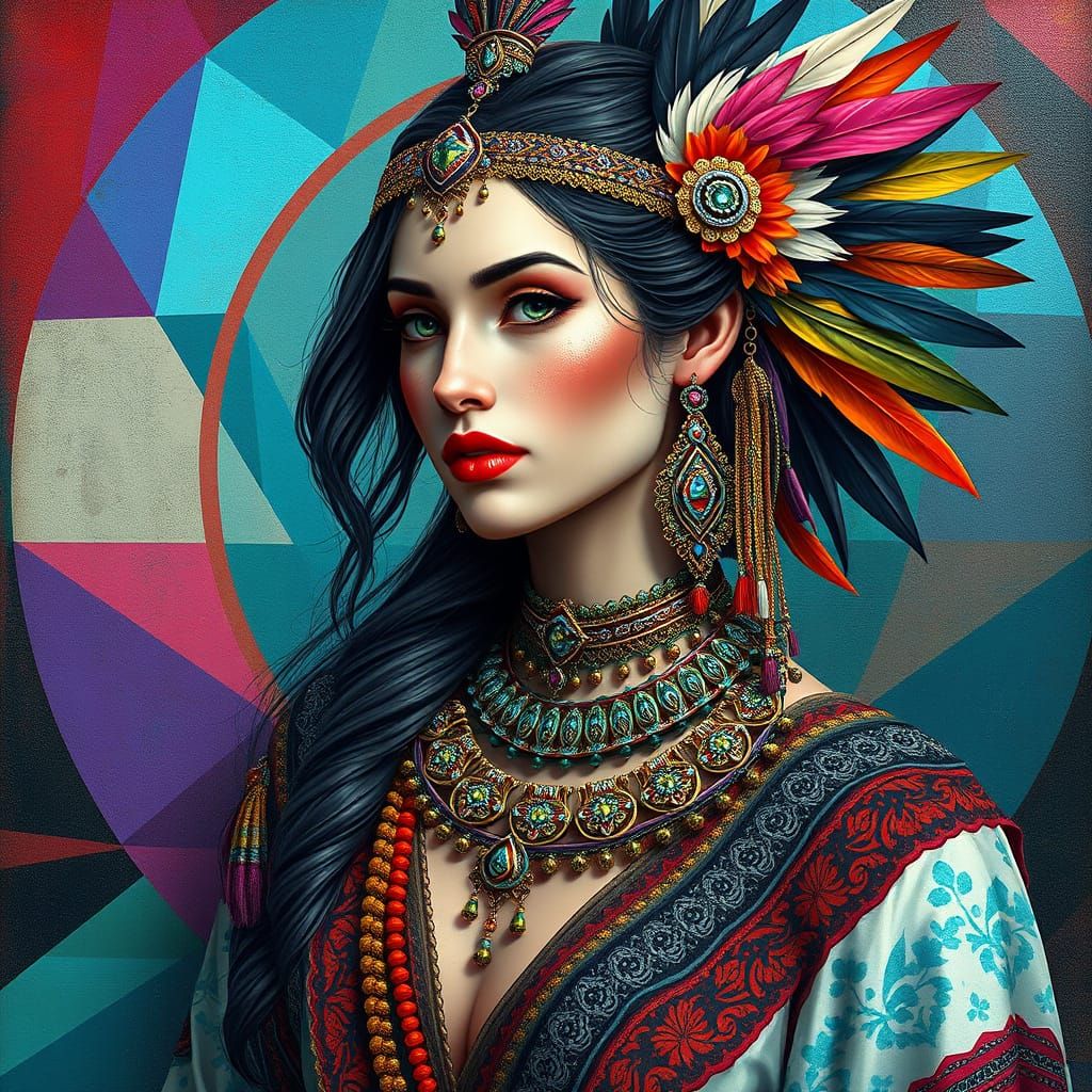 Valkyrie Portrait in Hyperrealistic Art Deco Style