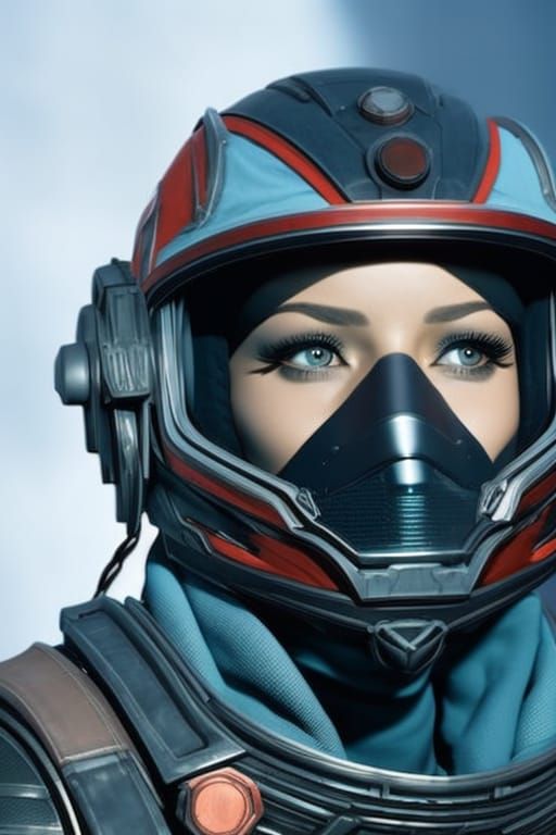 Cyberpunk Female Fighter Pilot in Space Station