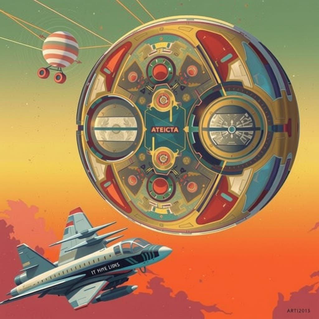 Vibrant Liminal Space in 60's Sci-Fi Style