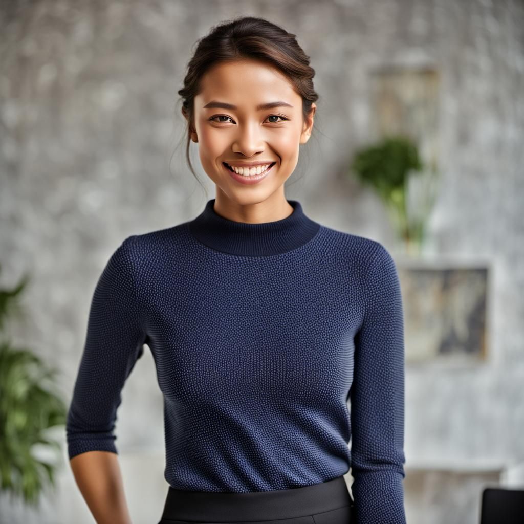 Office Portrait of Woman in Bodycon Skirt