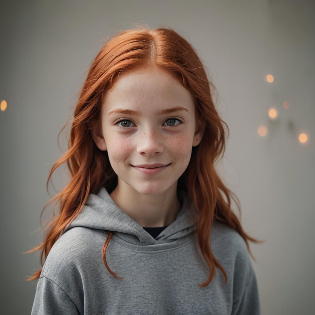Red-Haired Girl Portrait in Photography Style