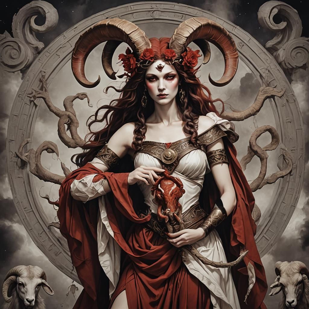 Aries Woman as Lilith Digital Portrait