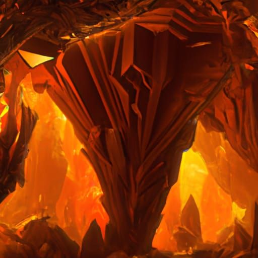 Orange Crystal Cave in Dark Fantasy Style