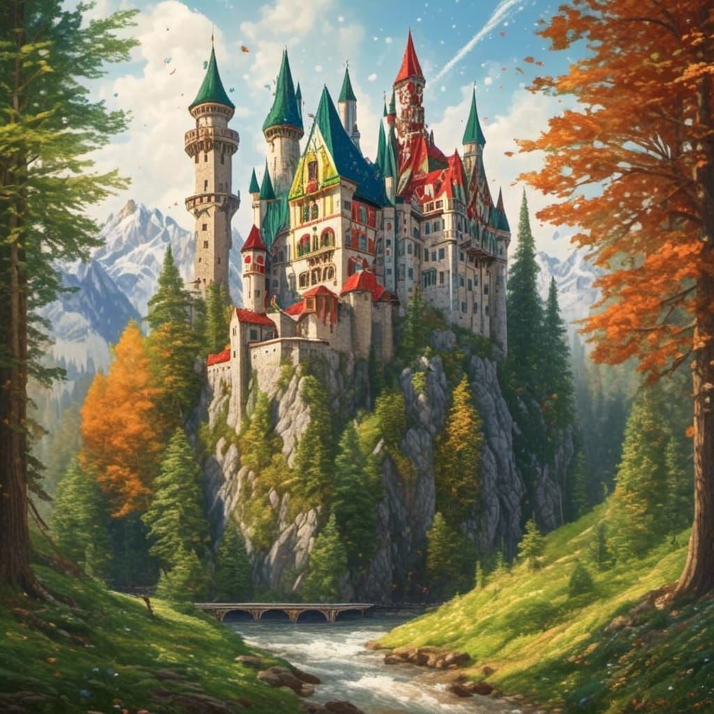 Neuschwanstein Castle: A Fantastical Digital Rendering