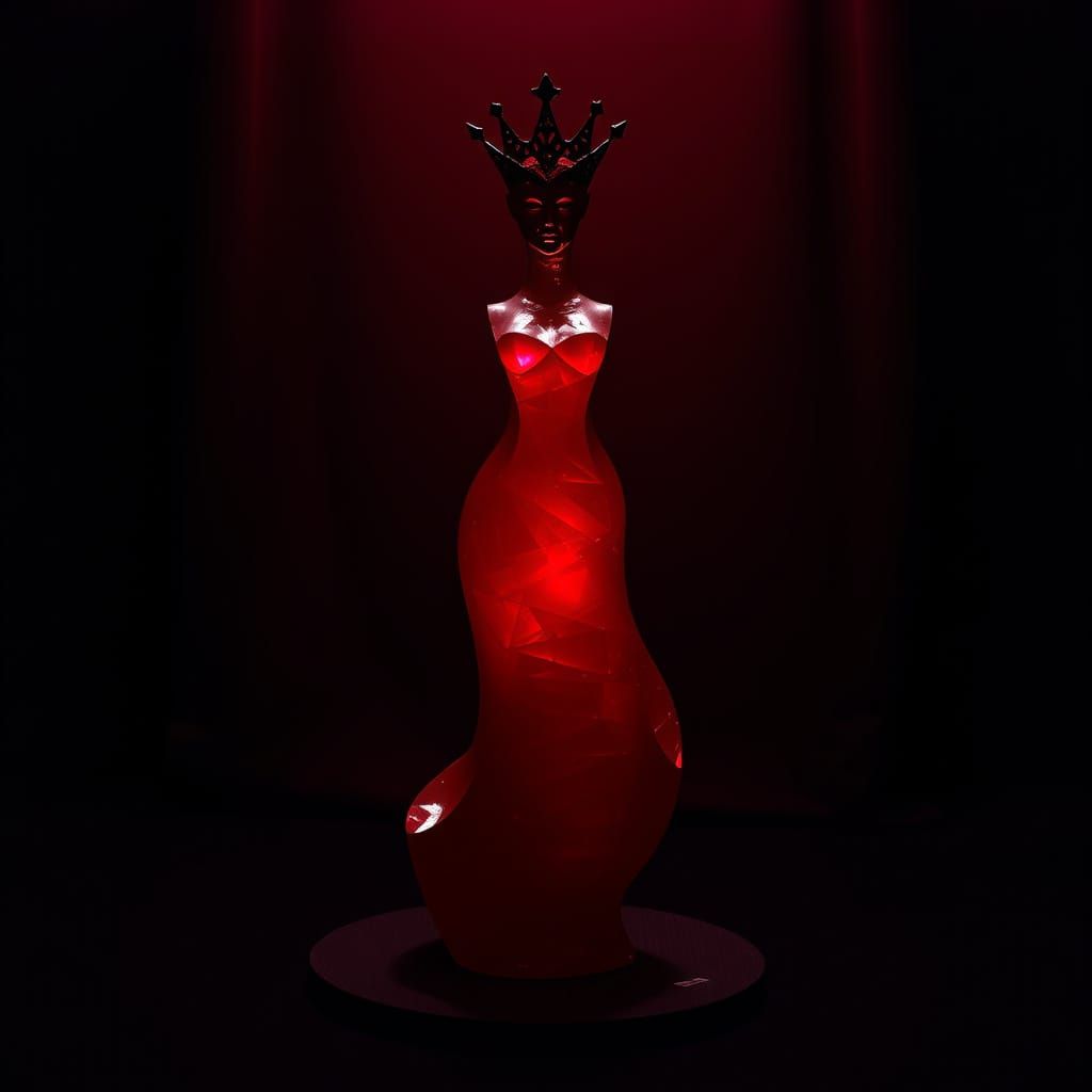 Luxurious Ruby Queen Sculpture in Dark, Velvety Hues
