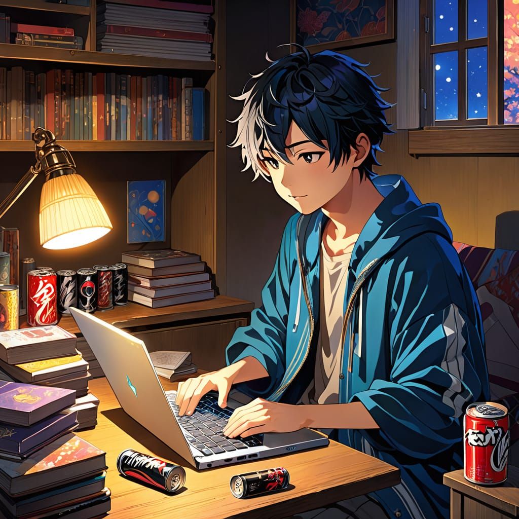 University student at work