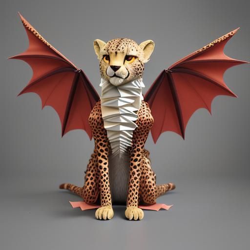Origami Cheetah with Dragon Wings