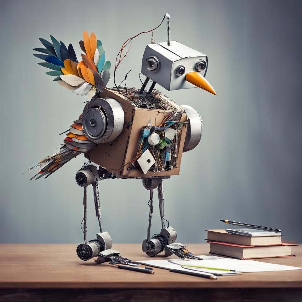 Robots Work in Office: 2D Art from Recycled Materials