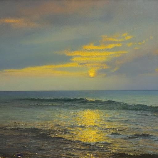 Sunset on Silent Black Sea: An Impressionist Oil Painting