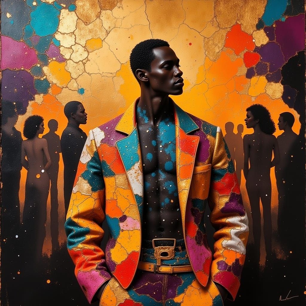 Hyperreal Blaxploitation Star at Modern Party