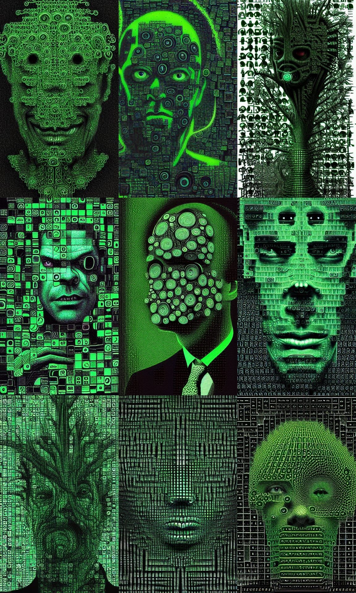 Agent Smith in Green ASCII Fractal Art