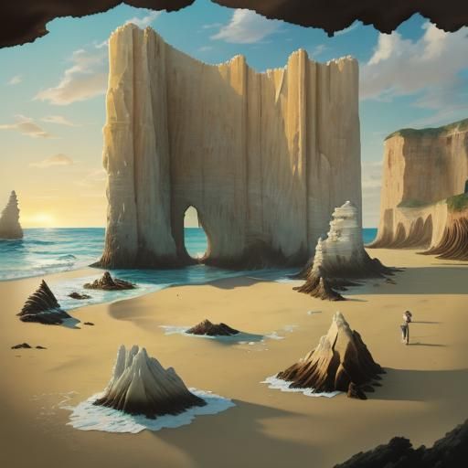 Sunny Coastal Scene with Palms and Seashells