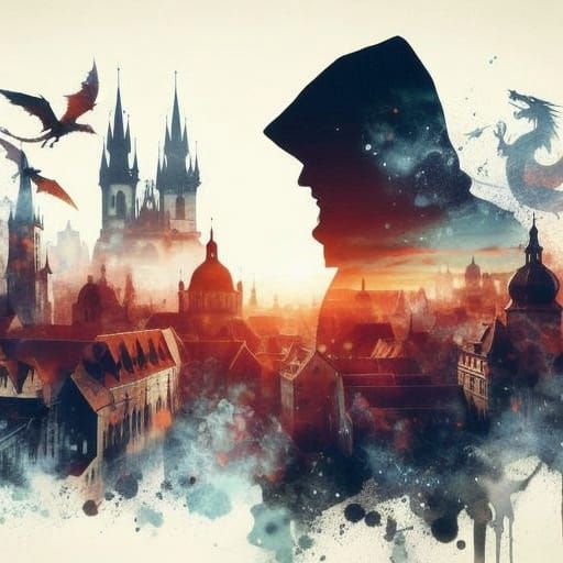 Surreal Fantasy Assassin Amidst Medieval Sunrise and Dragons...