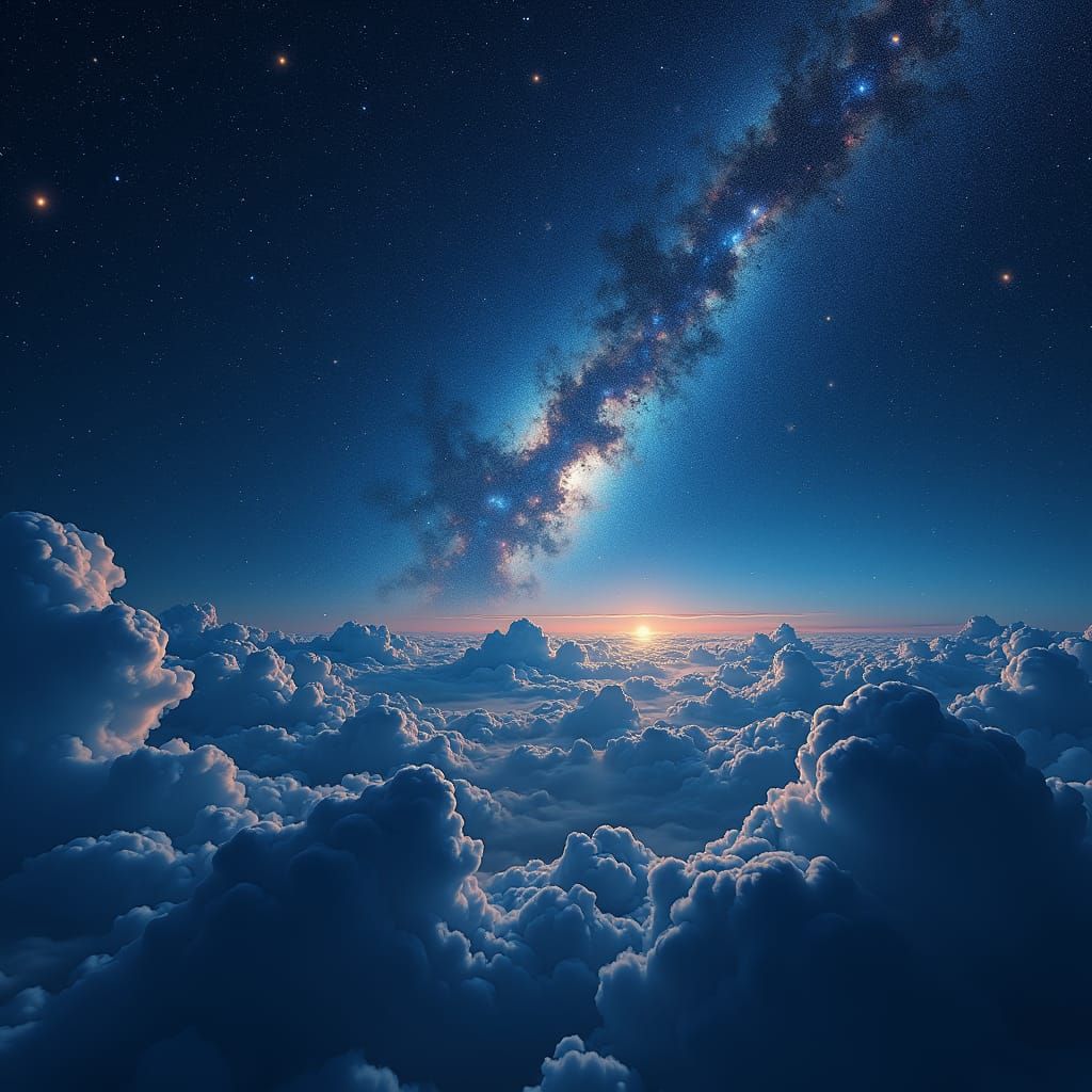 Stunning Dark Blue Night Sky with Golden Stars