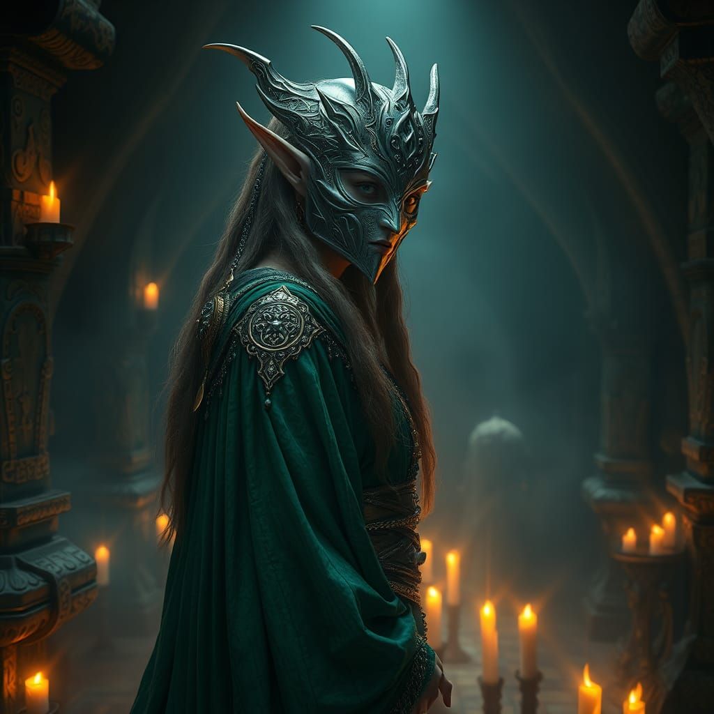 Elven Woman in Dungeon, Dystopian Fantasy Art
