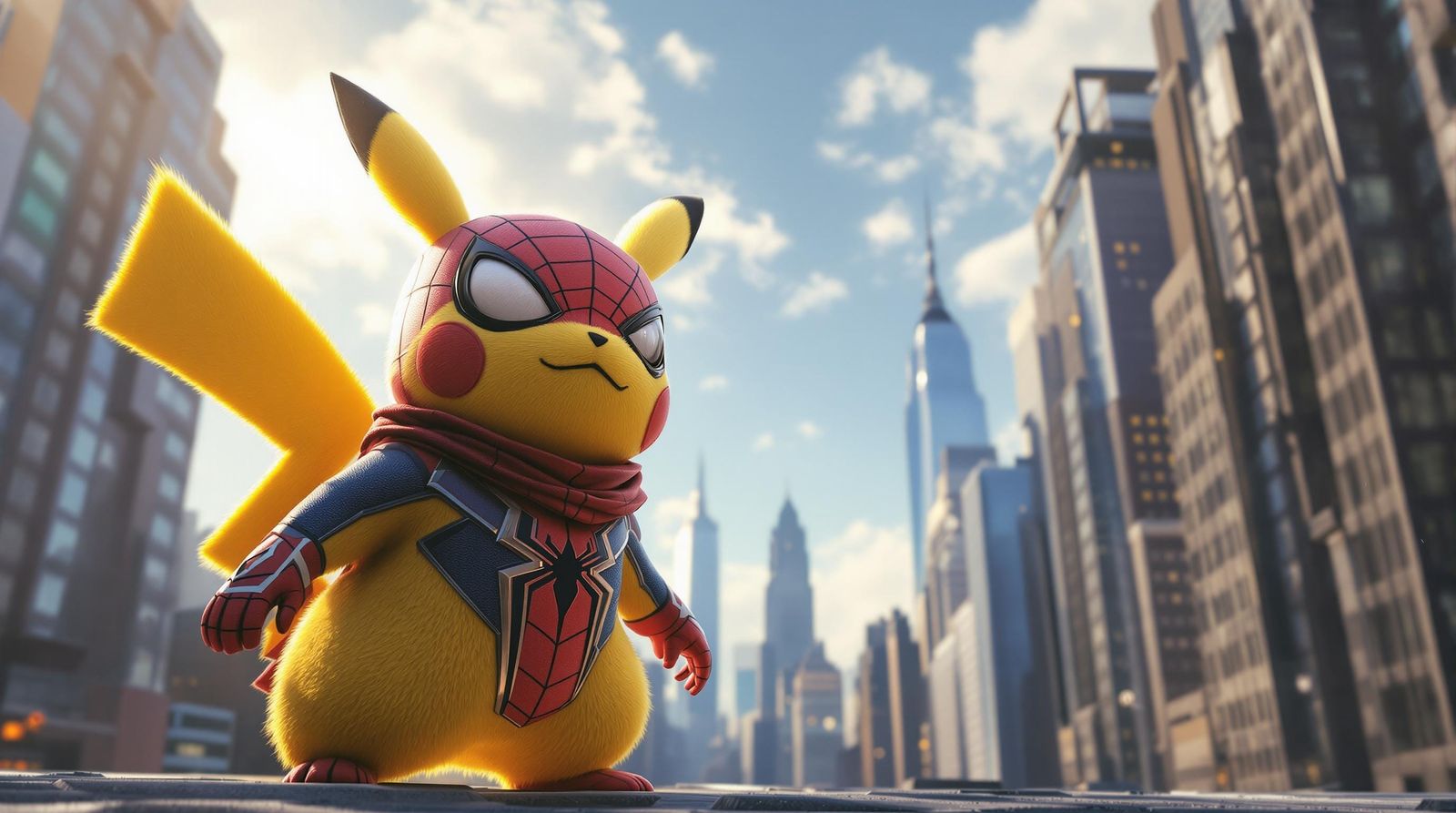 Pikachu as Spider-Man in Hyper-Realistic 3D