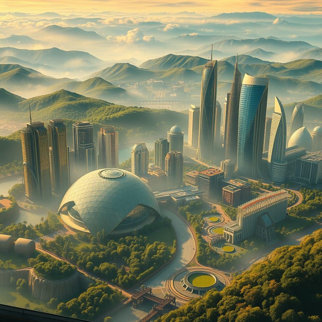 Luminescent Eco-Metropolis: Futuristic Architecture and Natu...