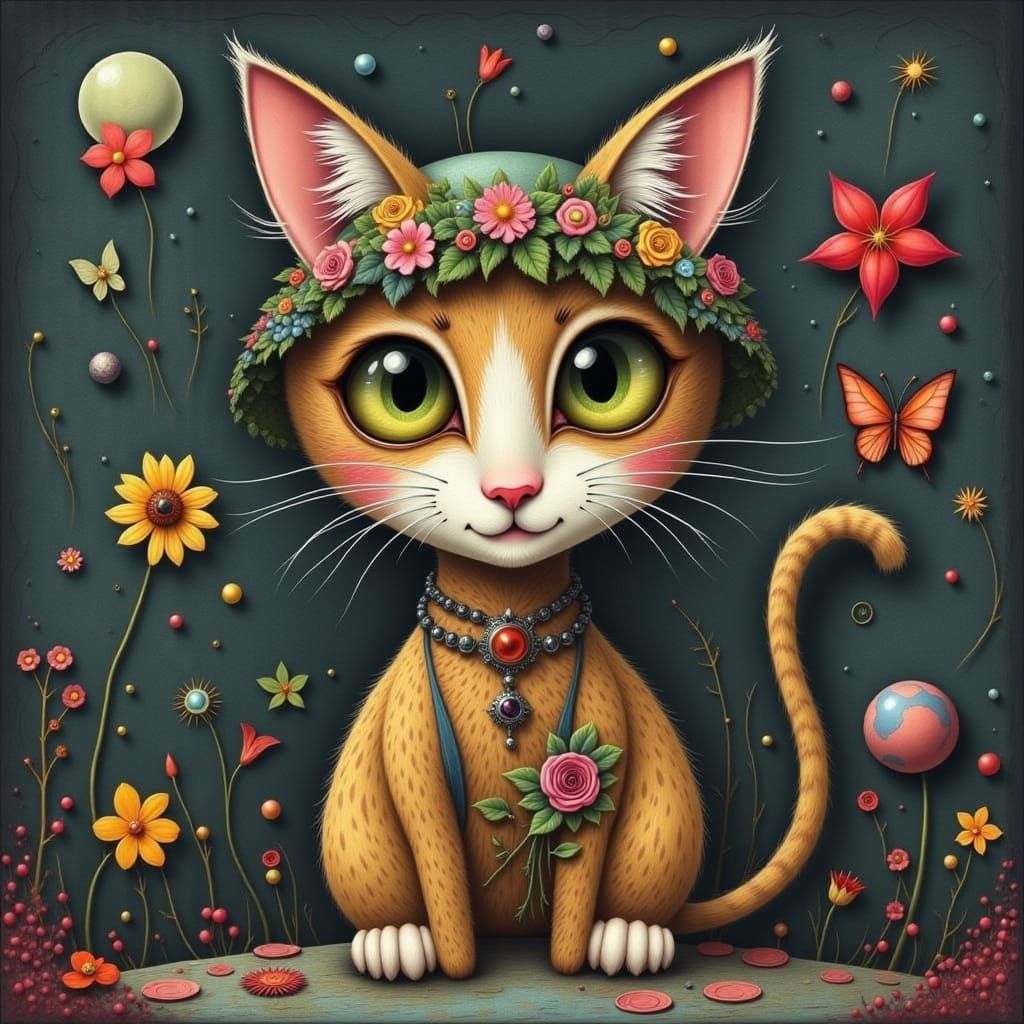 Whimsical Anthro Cat in Fantasy Style
